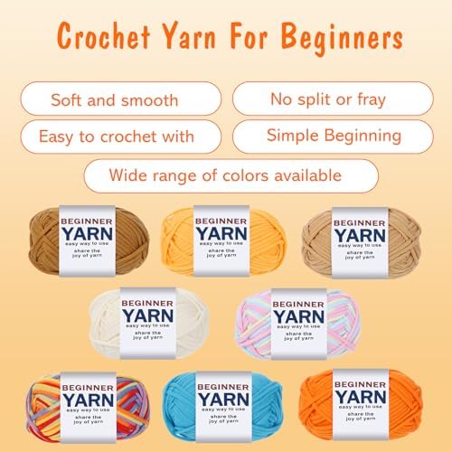 8x50g Cotton Yarn for Crocheting, Multicolor Beginners Crocheting Kit Gifts - Image 3