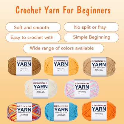 8x50g Cotton Yarn for Crocheting, Multicolor Beginners Crocheting Kit Gifts - Image 3