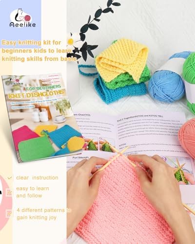 Aeelike Knitting Kit for Beginner Adult, Easy Dishcloth Knit Set, Color C - Image 3