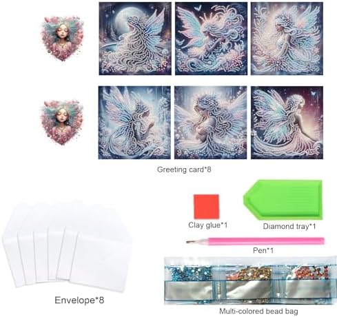 TDFERAN Diamond Painting Fairy Card 6 Set Butterfly Wings Crystal Art Puzzle Butterfly Fairy Card Cold Colors Handmade Invitations Friendship Anniversary Bestie Cards Thank You Cards Wedding Party - Image 3