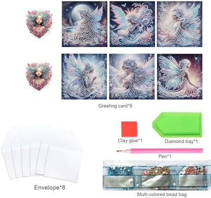 TDFERAN Diamond Painting Fairy Card 6 Set Butterfly Wings Crystal Art Puzzle Butterfly Fairy Card Cold Colors Handmade Invitations Friendship Anniversary Bestie Cards Thank You Cards Wedding Party - Image 3