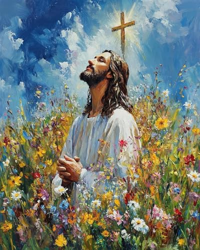 Paint by Numbers Kit for Adults, Jesus Praying Number Painting, 16x20 Inch by GEEHEIY