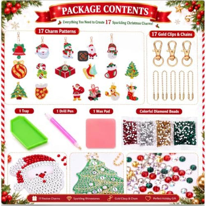 Yaomiao 17 Pcs Double Sided Diamond Art Christmas Ornaments Keychains 5d - Image 2