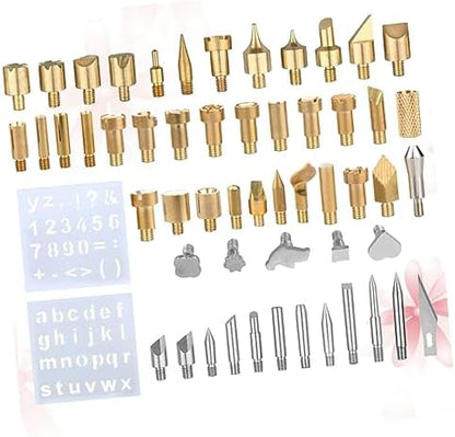Operitacx 57pcs One Wood Carving Pen Tip Set Stencil Soldering Iron Pyrography Tool Kit Embossing Carving Pen for by Operitacx