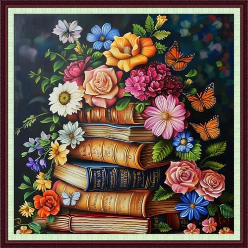 Dooxvey Cross Stitch Kits for Adults Beginners,Full Range of Cross-Stitch Stamped Kits Needlepoint Kits for Beginners Embroidery Kits 11CT Cross Stitch Patterns-Book Colorful Flowers 18x18 inch by DooxveyStampedEmbroideryKit