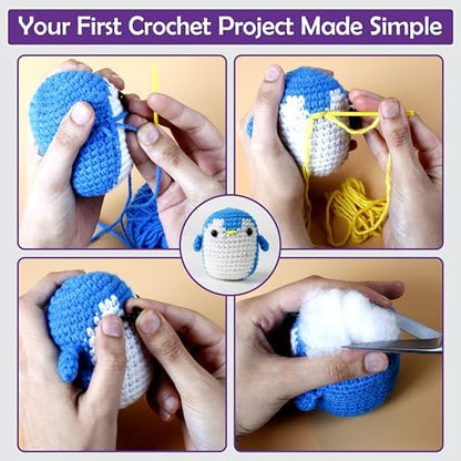 A-URA Learn to Crochet Kit for Beginners Kids and Adults, Premium 4 Animal Pattern Beginner Crochet Kits with Easy Tube Yarn & Step-by-Step Video Tutorials (Forest Friends–Standard Size) - Image 3