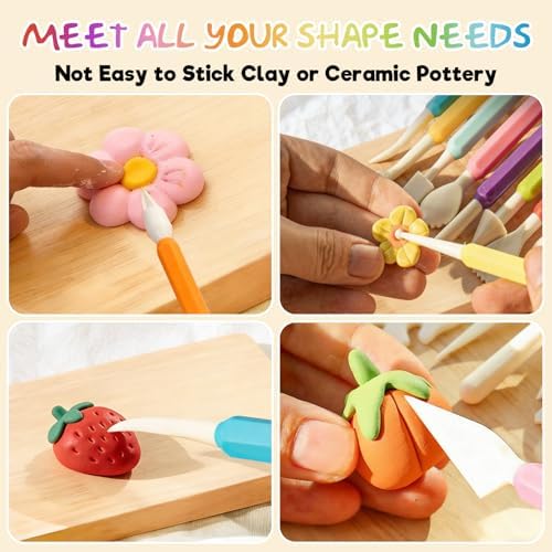 16PCS Double Head Sculpting Tools Set, Clay Tools Kit with 1.7 FL OZ Air Dry Clay Glaze for DIY Pottery, Molding Polymer Clay – Safe & Ergonomic Grip for Craft Lovers & Beginners - Image 4
