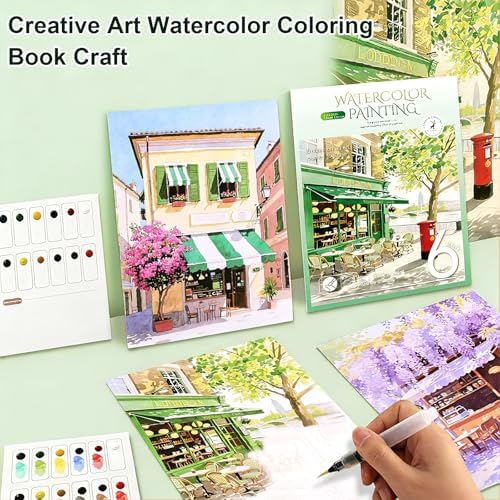 LACHLAND Watercolor Painting Kit for Adults, Large Envelope Water Coloring Book with 6 Sheets, Art Therapy Travel Set for Relaxation, Students Beginners DIY Paint Art Craft Gift - Image 5