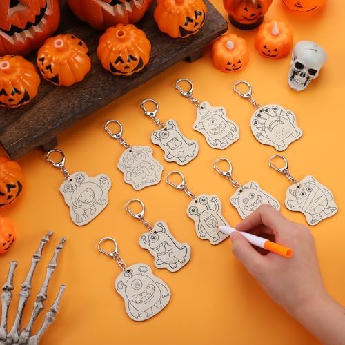 RattanView 24 Pcs Monster Craft Keychains DIY Keychain, 12 Styles - Image 4