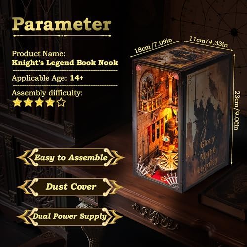 Book Nook Kit - Knight's Castle Dollhouse with Throne Room Scene, Miniature 3D Puzzle for Bookshelves, Dual Power LED Collectible Edition for Adults & Teens - Image 3