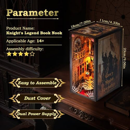 Book Nook Kit - Knight's Castle Dollhouse with Throne Room Scene, Miniature 3D Puzzle for Bookshelves, Dual Power LED Collectible Edition for Adults & Teens - Image 3