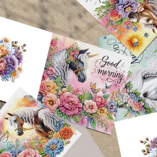 TDFERAN Diamond Painting Birthday Flower Bouquet Card 6 Set Colorful Flowers Card Handmade Art Work Crystal Puzzle Birthday Party Invitation Blank Cards Family Dinner Surprise Greeting Cards Birthday - Image 5