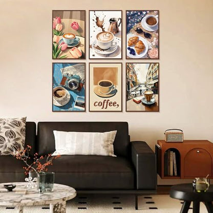 Yezavesu 6 Pack Paint by Numbers Kit for Adults Beginner Coffee, 8x12 Inch - Image 5