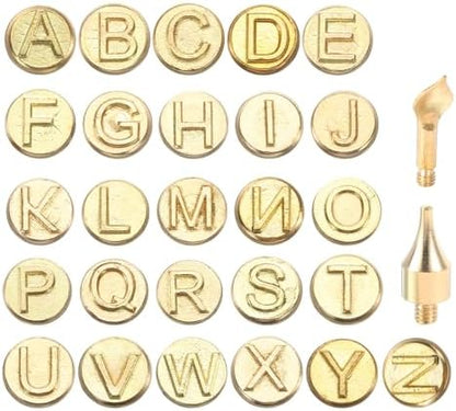 PATIKIL 28pcs Wood Burning Kit, Letter Wood Burner Tool Alphabet for Beginners Embossing Carving DIY Adults Crafts Pyrography by PATIKIL