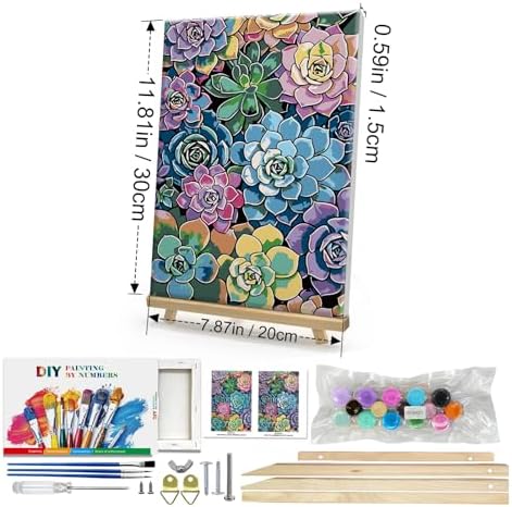 HeeBenor Framed Paint by Numbers Kit for Adults, Succulent, 8x12 Inch - Image 2