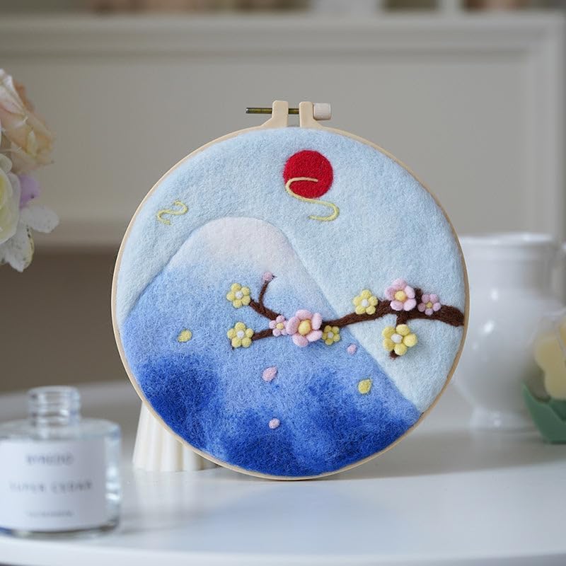 Wizardi Beginner Needle Felting Kit for Adults - Sakura Branch in Bloom. Nature Felting Kit 20x20cm. Felting Tools. Wool Felting Supplies. Felt Crafts. Wool Felt. F07N8-W352 by Wizardi