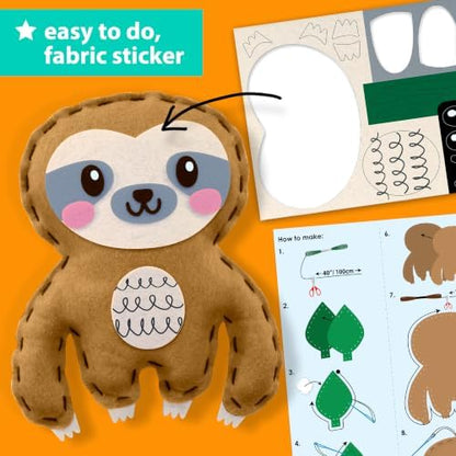 KRAFUN Beginner Sewing Kit, Sew Sloth & Leaf, Pre-Cut Felt, Kids Ages 5+ - Image 5