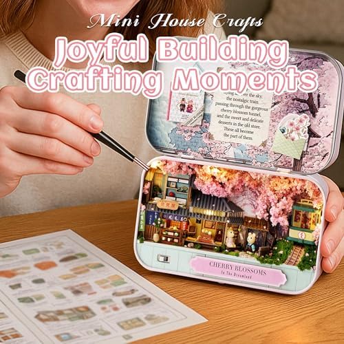 Kisoy DIY Miniature House Kit, Tiny House Building Kit with Furniture and LED Light for Adults and Teens, DIY Mini House Craft Kit, Decorations/Gifts for Family and Friends（Cherry Blossoms） - Image 6