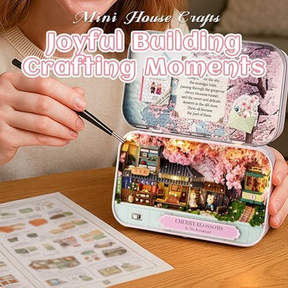 Kisoy DIY Miniature House Kit, Tiny House Building Kit with Furniture and LED Light for Adults and Teens, DIY Mini House Craft Kit, Decorations/Gifts for Family and Friends（Cherry Blossoms） - Image 6