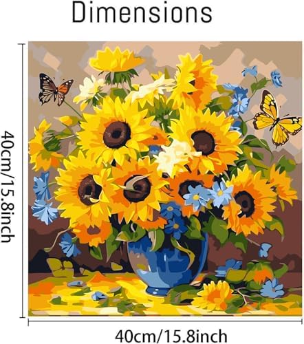 Sunflower Paint by Numbers Kit for Adults Beginners 15.7X15.7 inch - Image 2