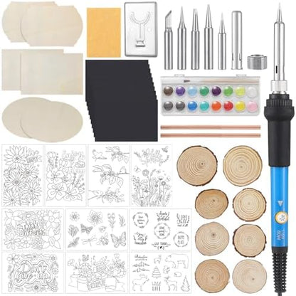 Beeveer 60 Pcs Wood Burning Kit Adjustable Temperature Wood Burning Pyrography Pen Kit for Embossing/Carving/Soldering & Pyrography by Beeveer