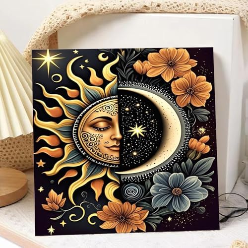 Moon Paint by Numbers Kit for Adults Beginner, Sun Paint by Numbers 10x10 - Image 2