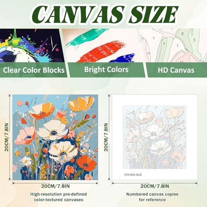 ICYANART Paint by Numbers for Adults Framed, Flowers Number Painting 8x8In - Image 3