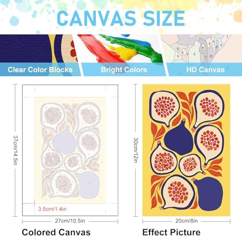 Offito 6 Pack Paint by Numbers Kit for Adults, Colorful Fruits, 8x12 Inch - Image 3