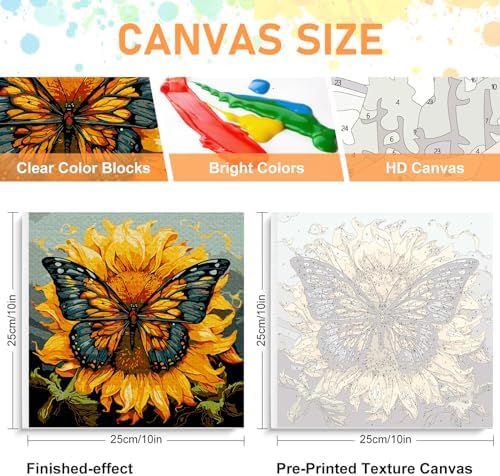 Framed Paint by Numbers Kit for Adults Beginners, Butterfly Sunflower - Image 2