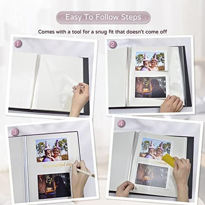 Popotop Large Photo Album Self Adhesive 4x6 5x7 8x10 Scrapbook Album DIY Picture Book,Gifts for Mom,Family Baby and Wedding,with Metal Pen and Plastic Board - Image 4