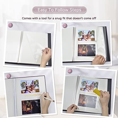 Popotop Large Photo Album Self Adhesive 4x6 5x7 8x10 Scrapbook Album DIY Picture Book,Gifts for Mom,Family Baby and Wedding,with Metal Pen and Plastic Board - Image 4