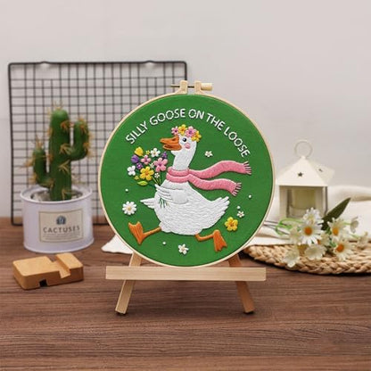 Louise Maelys Silly Goose Embroidery Kit for Beginners, Floral DIY Craft - Image 4