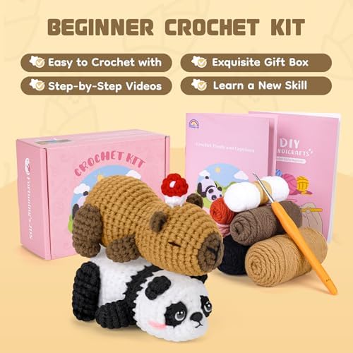 Crochet Kit for Beginners, Panda & Capybara Crochet Animal Kits - Image 5