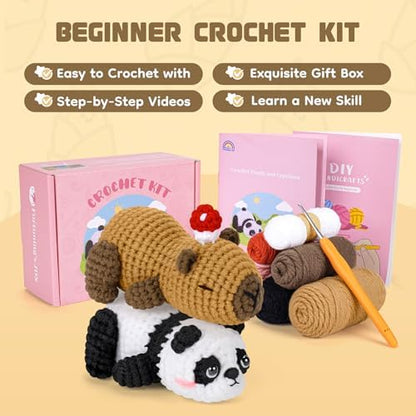 Crochet Kit for Beginners, Panda & Capybara Crochet Animal Kits - Image 5