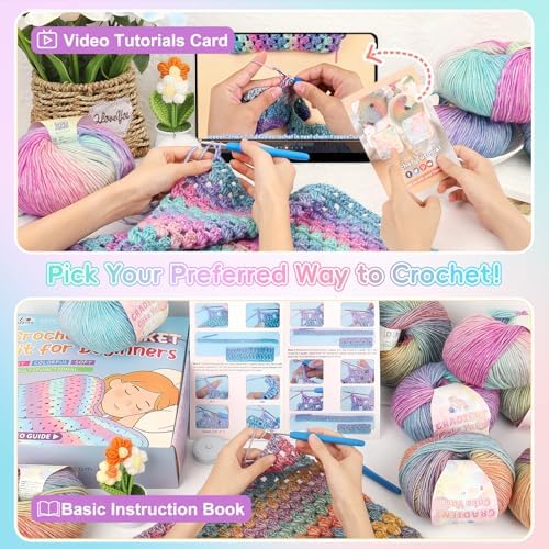 Aeelike Crochet Blanket Kit for Beginner, Easy Blanket Crochet Kits, Purple - Image 4