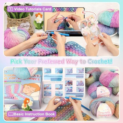 Aeelike Crochet Blanket Kit for Beginner, Easy Blanket Crochet Kits, Purple - Image 4
