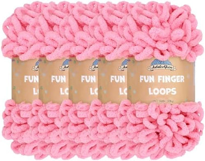JubileeYarn Fun Finger Loops Yarn - Tickled Pink - 5 Skeins by BambooMN