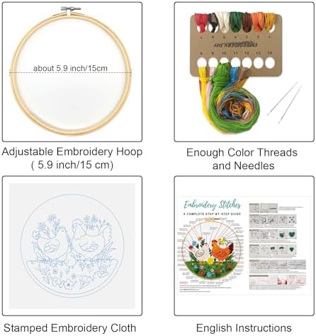 Louise Maelys Chicken Embroidery Kit for Beginners Farmhouse DIY - Image 2