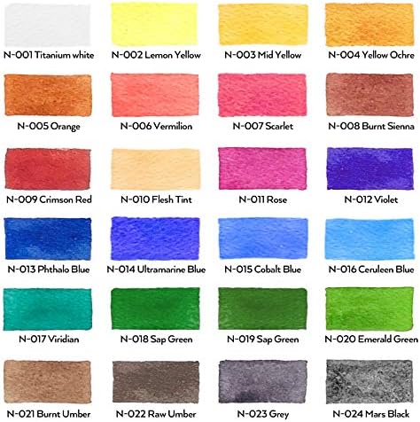 Nicpro 24 Colors Watercolor Paint Set (12ml/0.4oz Tube) for Adults, Artist - Image 3
