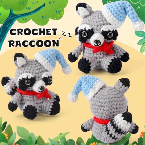 CrochetBox Raccoon Crochet Kit for Beginners, Easy Craft for Adults - Image 2