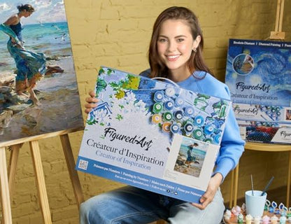 Figured'Art Paint by Numbers for Adults with Frame Feet in Water During Summer 16"x20" - Craft Art Painting DIY Kit Canvas Already Stretched on a Wooden Frame - Image 2