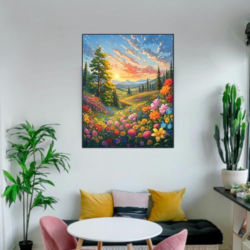 ldazao Landscape Adult Paint By Number Kits, Paint By Numbers Flowers,Flower Paint By Numbers Kit for Adults, DIY Canvas Oil Painting Paint By Number for Gift Home Wall Decor 16x20 Inch - Image 3