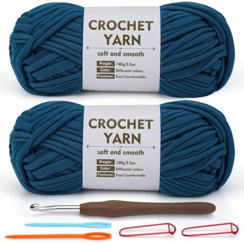 SHWAKK 2 Pack T-Shirt Yarn Set, Blue Crochet Yarn for Knitting & Crochet by SHWAKK