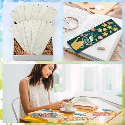 Kosiz 12 Pcs Butterfly Flowers Paint by Number Kit for Adult Wood Bookmark - Image 5