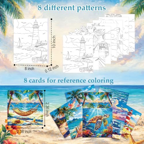 Cholemy 36 Pcs Paint and Sip Kit Gift for Adults 8''x10'',Seaside Scenery - Image 3