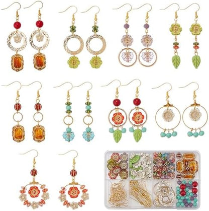 SUNNYCLUE 10 Pairs Bohemian Earring DIY Vintage Earring Charms Acrylic National Style Flowers Leafs Drop Beaded Dangle Fashion Earring for Women Adult Beginners Starters Supplies Craft by SUNNYCLUE