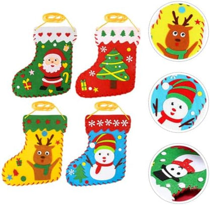 JOINPAYA 12PCS DIY Christmas Stocking Making Kits: Felt Santa Craft Applique Stocking Bag for Holiday DIY Arts and Crafts Felt Christmas Stocking Making Kits - Image 5