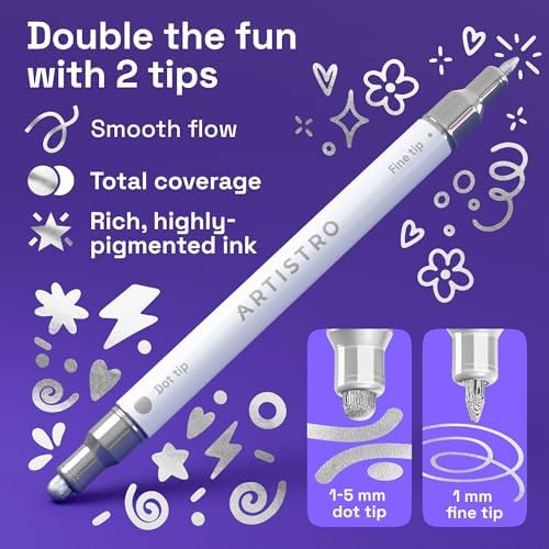 ARTISTRO Silver Dual-Tip Acrylic Paint Marker Pens - Set of 36 - Image 2