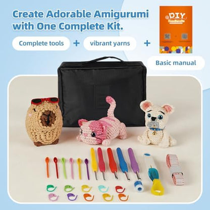 iptek Crochet Kit for Beginners Adults，Crochet Yarn for Beginners, 10colors Total Crochet Yarn Kits with Easy-to -See Stitches，Includes Basic Stitch Guide and extensive amigurumi Video tutorials. - Image 5