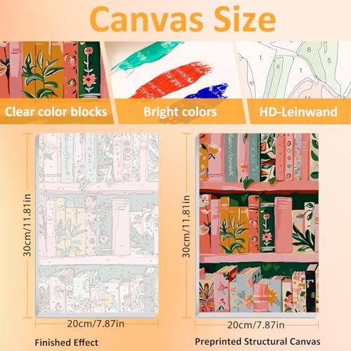 Mandun Book Shop Paint by Numbers Kit for Adults, 3 Pack, 7.8x11.8 inch - Image 2
